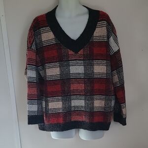 Natural Reflections Red and Black Knit Sweater